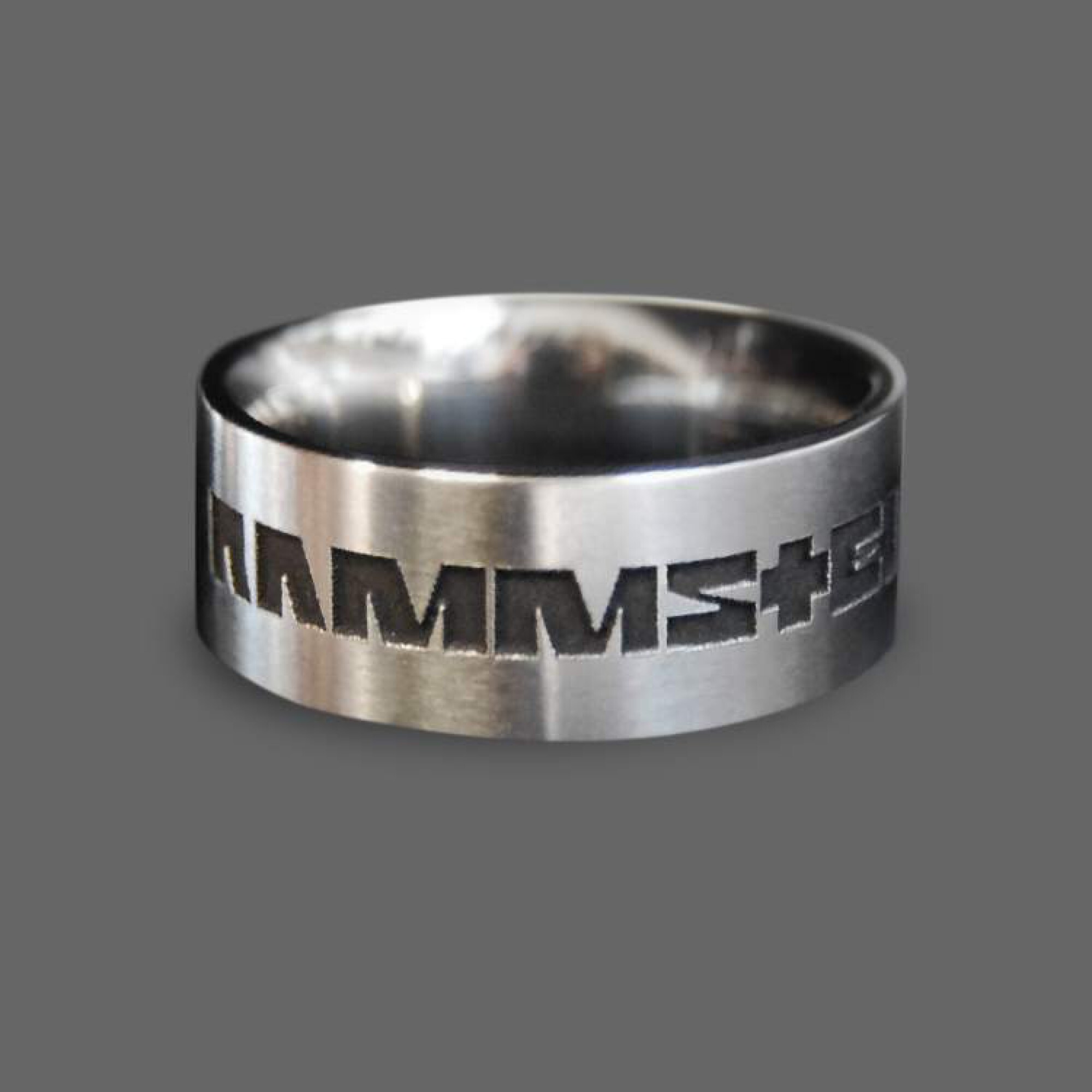 Stainless Steel Rammstein Ring with black engraving